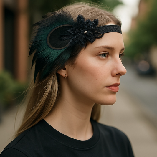 Dazzle & Dance: Peacock Feather & Sequin Halloween Headband