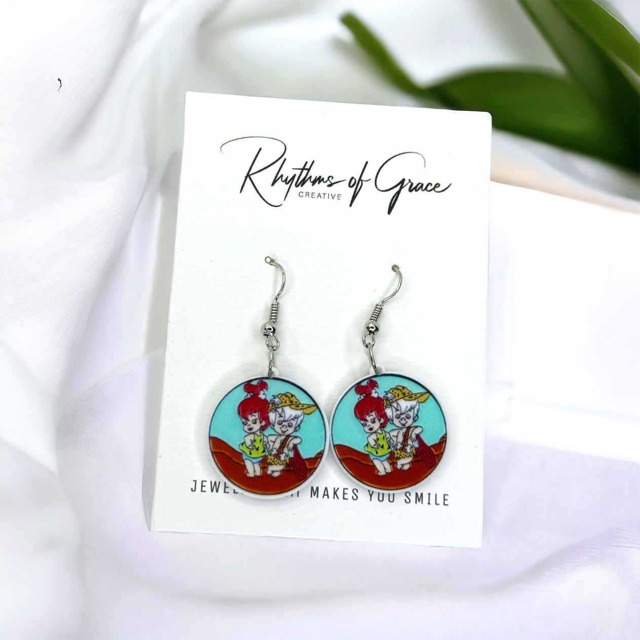 Yabba Dabba Cute! – Flintstones Earrings Featuring Pebbles & Bamm-Bamm 🦴