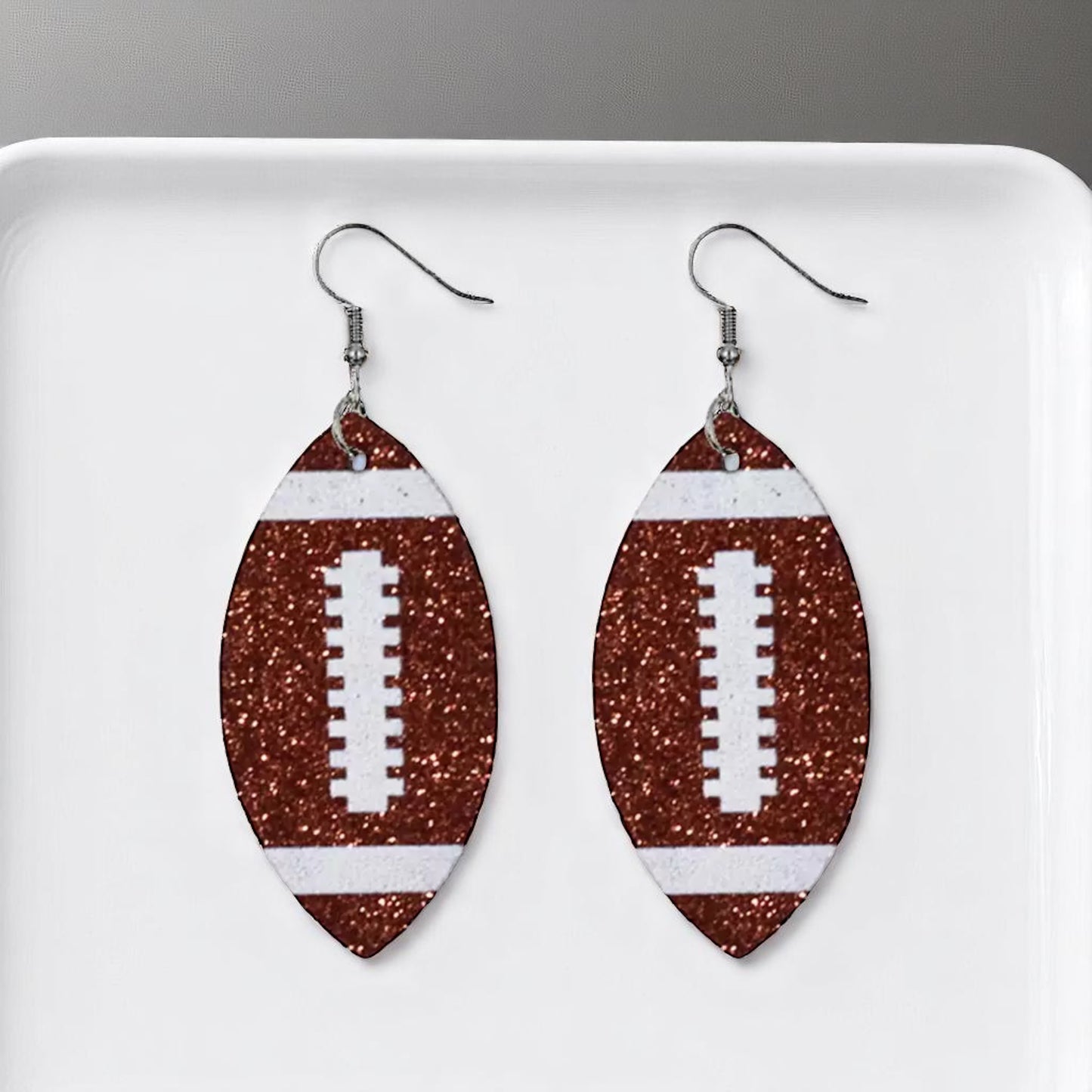 Score Big with Sparkle! Glitter Football Dangle Earrings 🏈