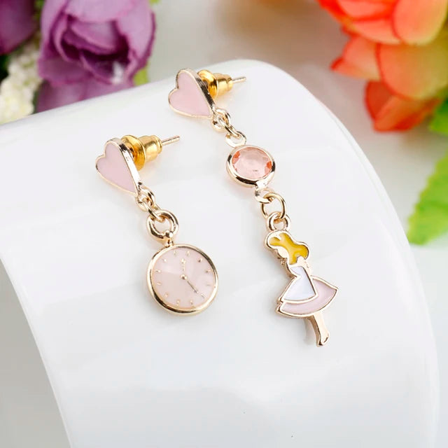 Whimsical Wonderland: Alice in Wonderland Mismatched Earrings ⏰