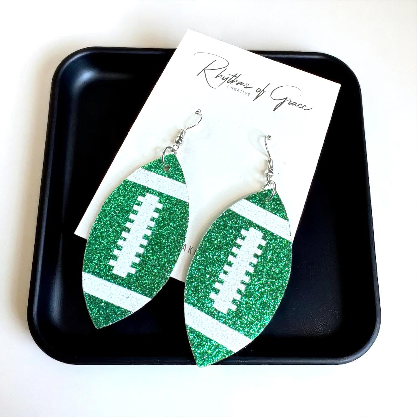 Score Big with Sparkle! Glitter Football Dangle Earrings 🏈