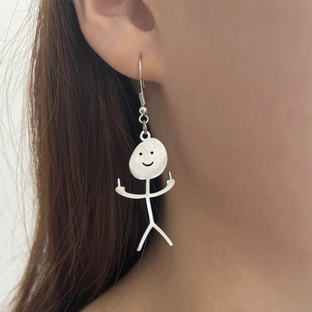 DILIGAF Earrings - Sassy Earrings, Handmade Earrings, Middle Finger, Stick Person
