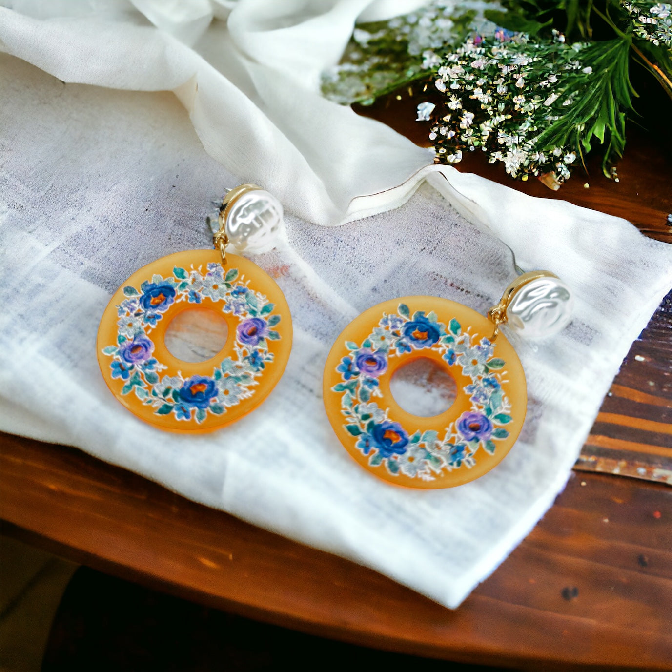 Flower Earrings - Blue Flower, Easter Earrings, Handmade Earrings, Flower Earrings, Flower Jewelry, Floral Accessories