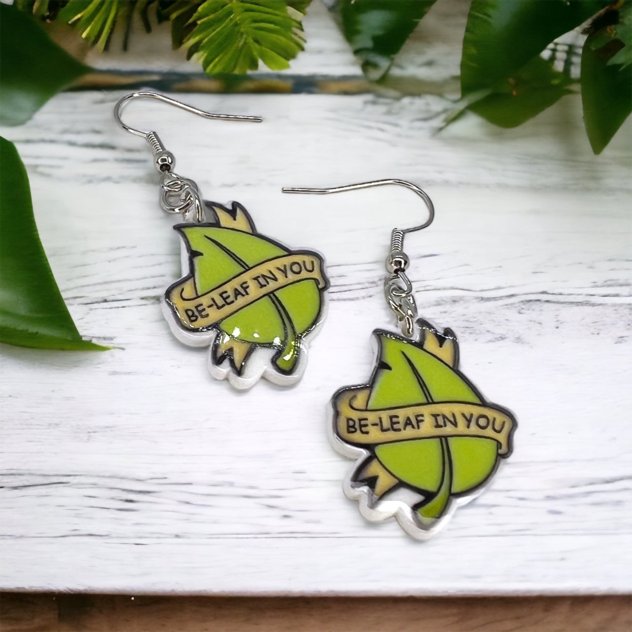 Inspiring Belief Dangle Earrings: Be-Leaf in You! 🌿 - Rhythms of Grace Creative