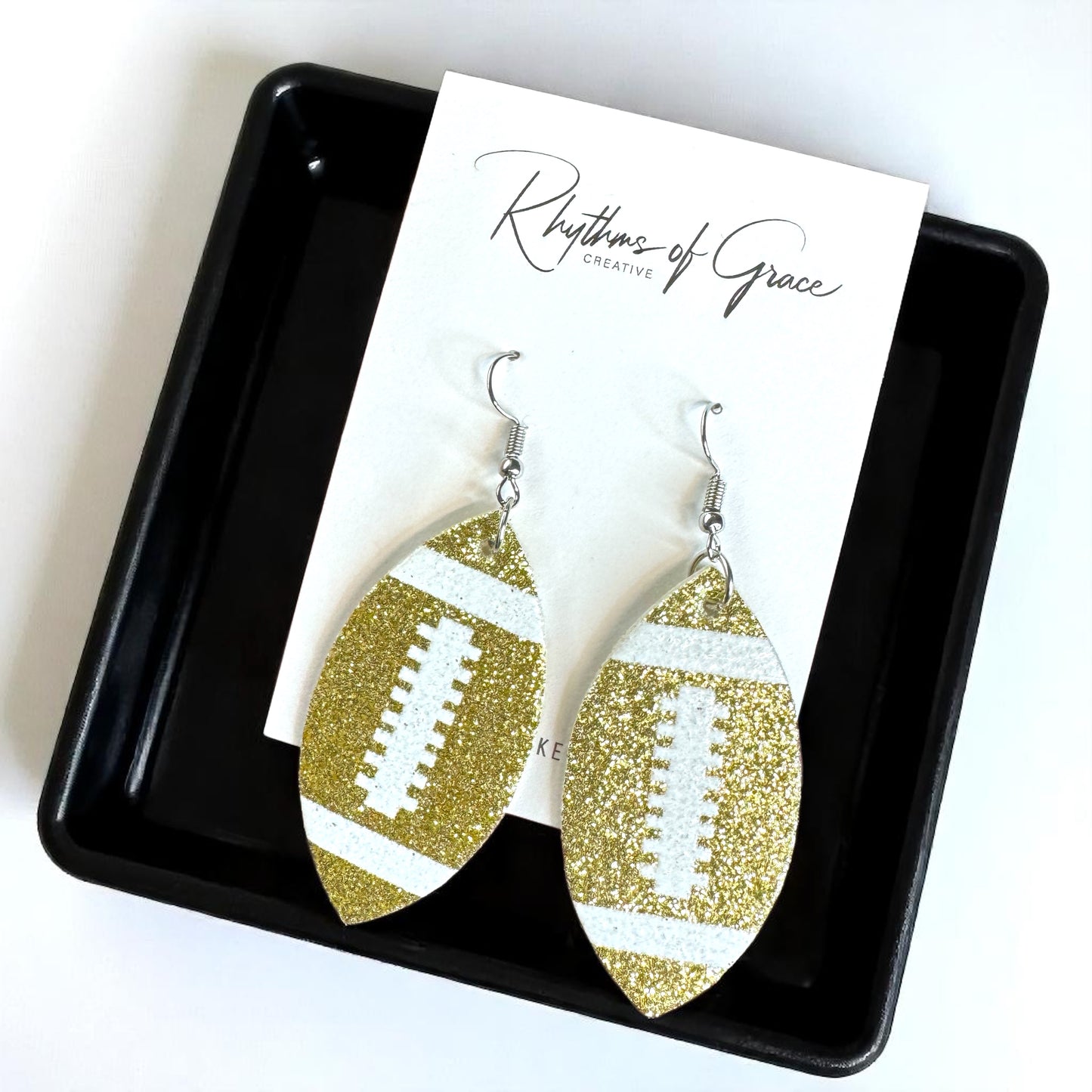 Score Big with Sparkle! Glitter Football Dangle Earrings 🏈