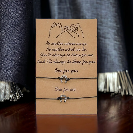 Double the Luck: Horseshoe Wish Bracelets Set - Friendship Magic Awaits! 🌟