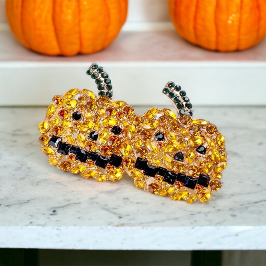 Sparkly Rhinestone Encrusted Jack-o’-Lantern Oversized Stud Earrings - Rhythms of Grace Creative