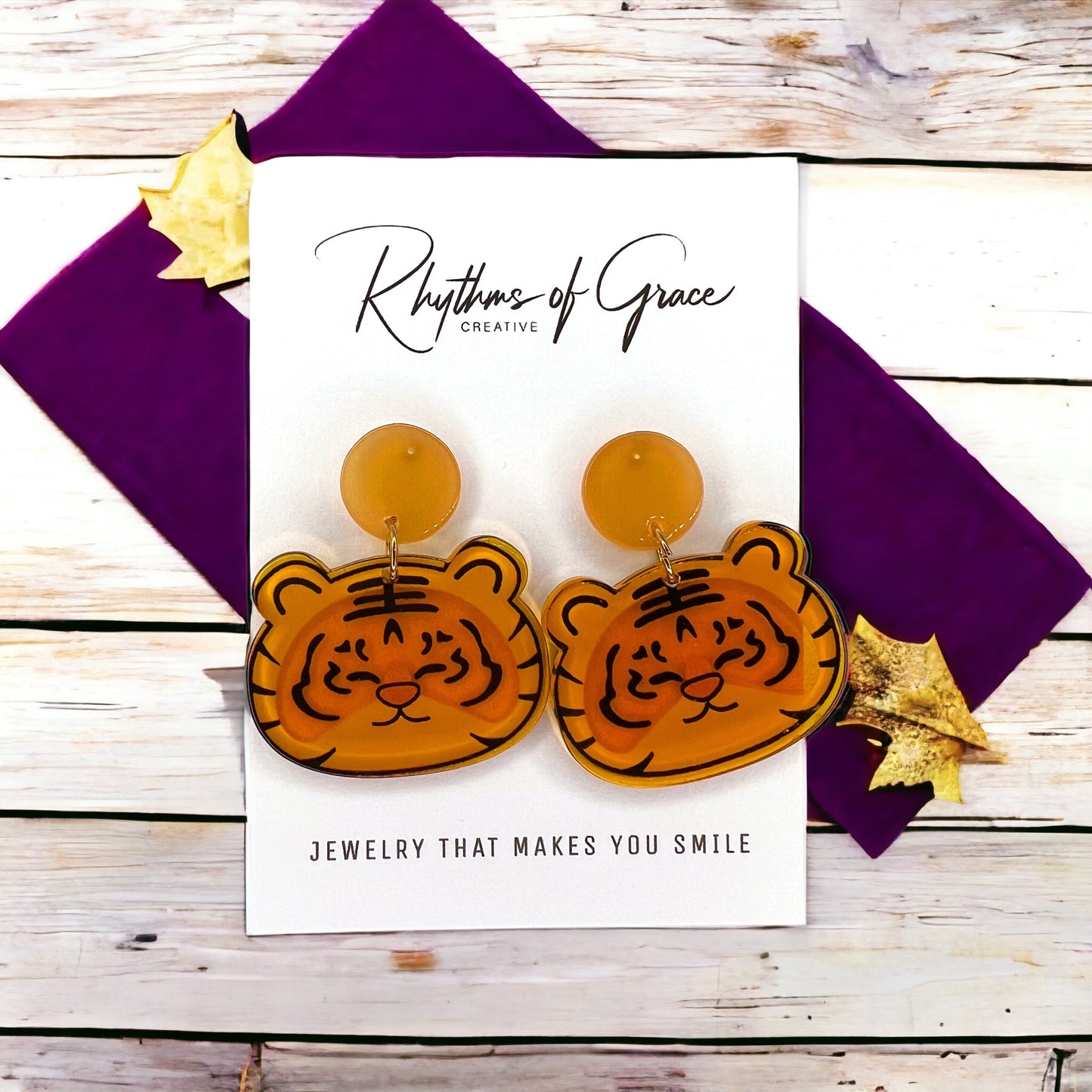 Unleash Your Inner Wildcat with Our Cartoon Tiger Earrings! ๐ฏ๐ - Rhythms of Grace Creative
