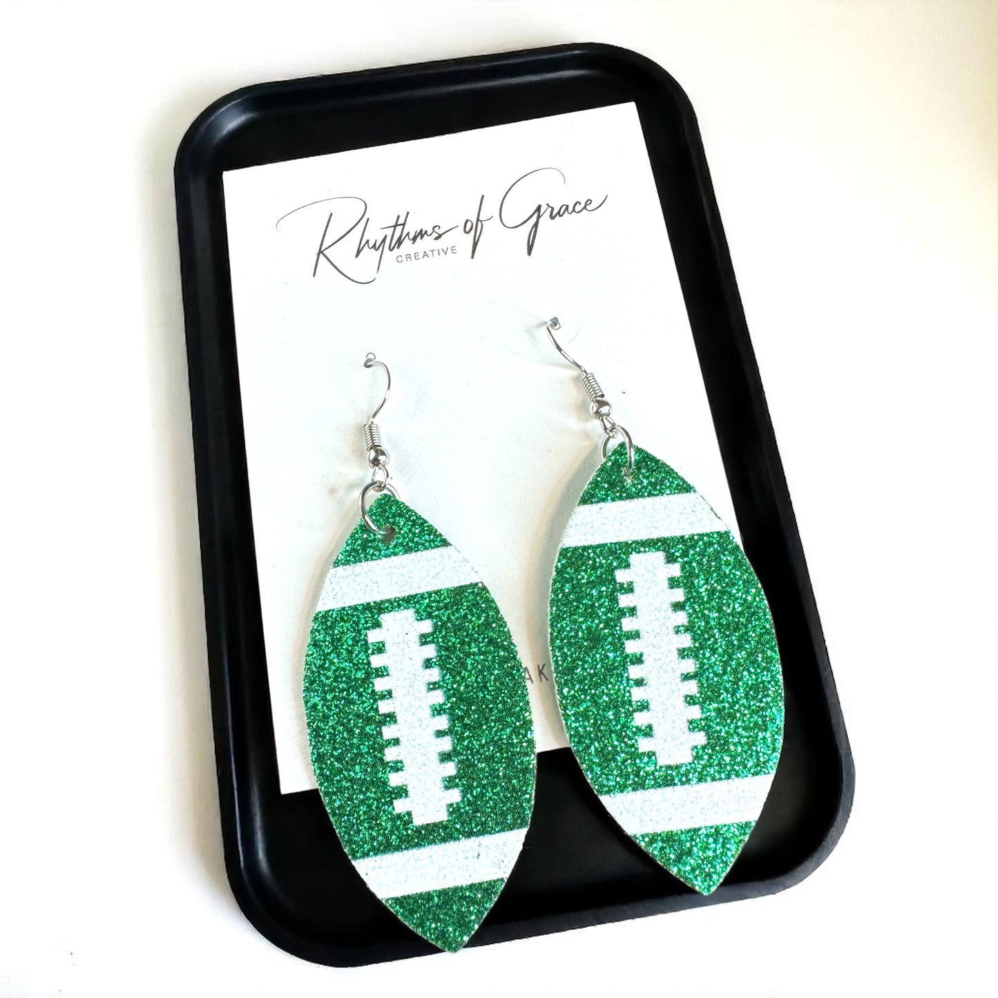 Score Big with Sparkle! Glitter Football Dangle Earrings 🏈