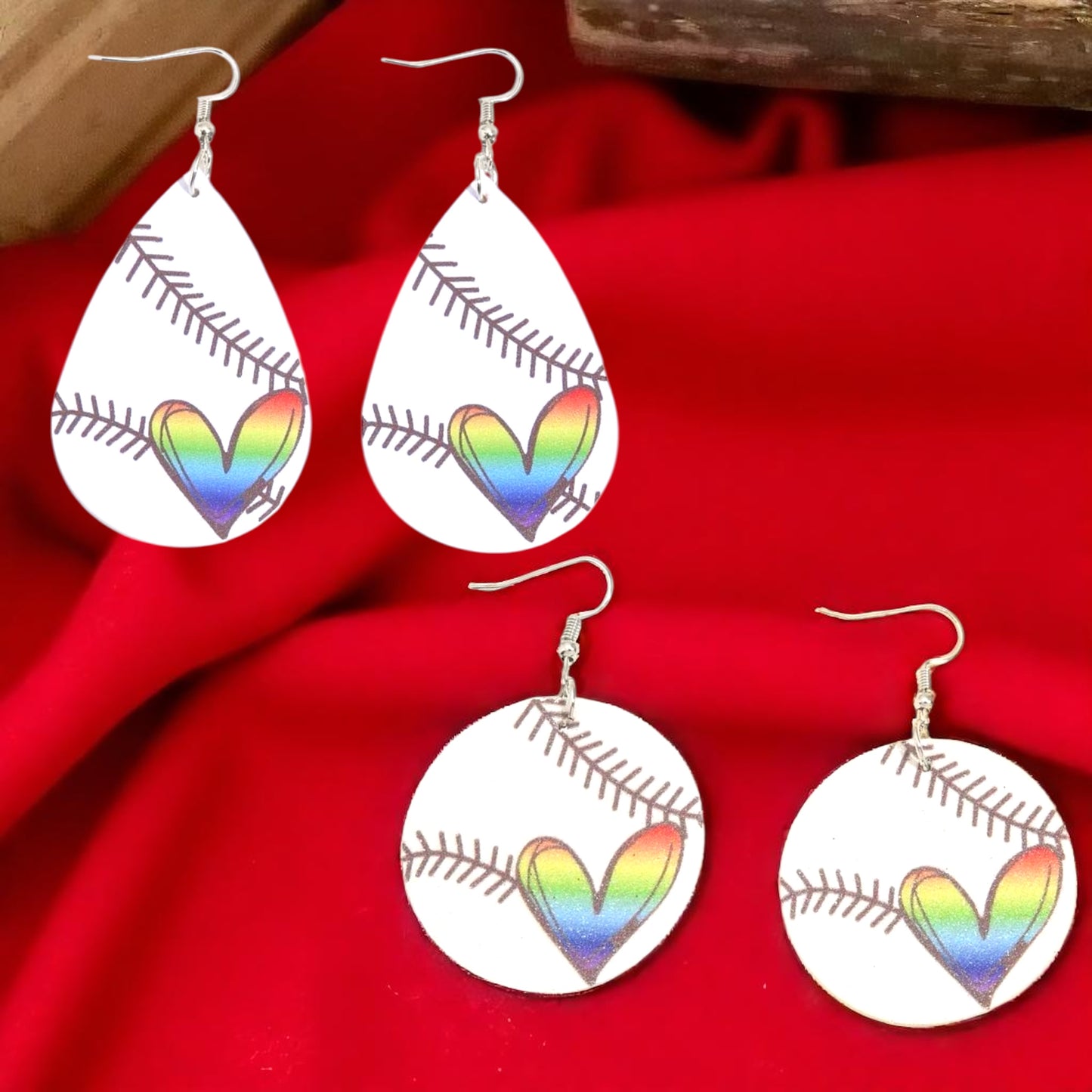 Swing into Style with Our Rainbow Heart Baseball Dangle Earrings! ⚾️🏳️🌈