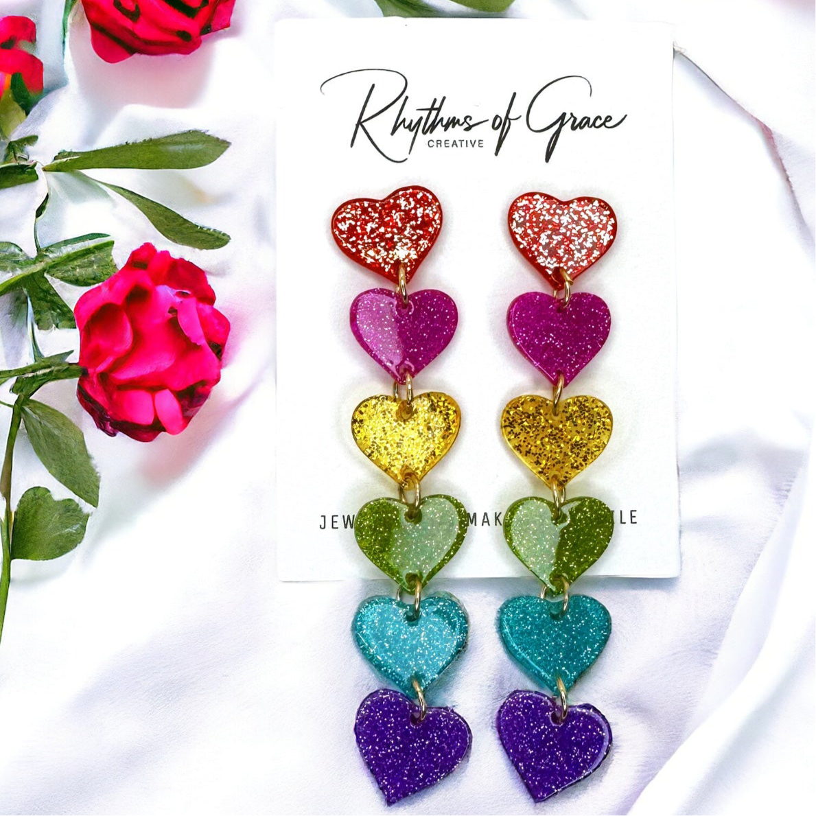 Rainbow Heart Earrings - Dazzle & Delight! 🌈
