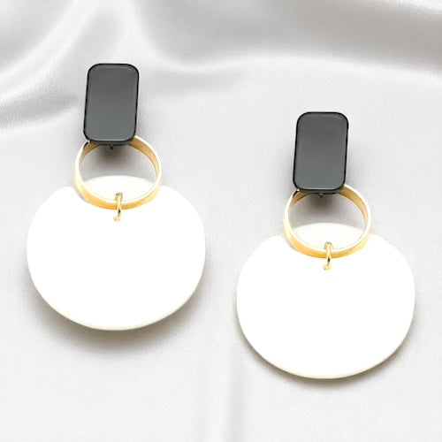Chic & Cheerful: Black & White Dangle Earrings