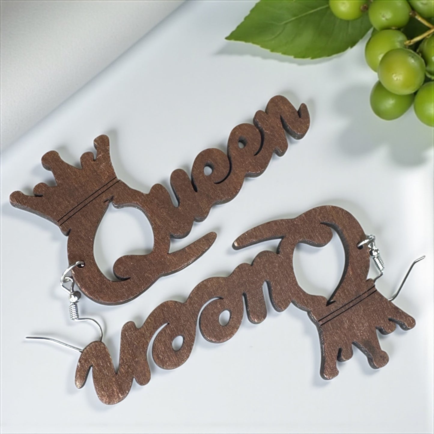 QUEEN Energy Activated – Brown Wood Earrings That Slay