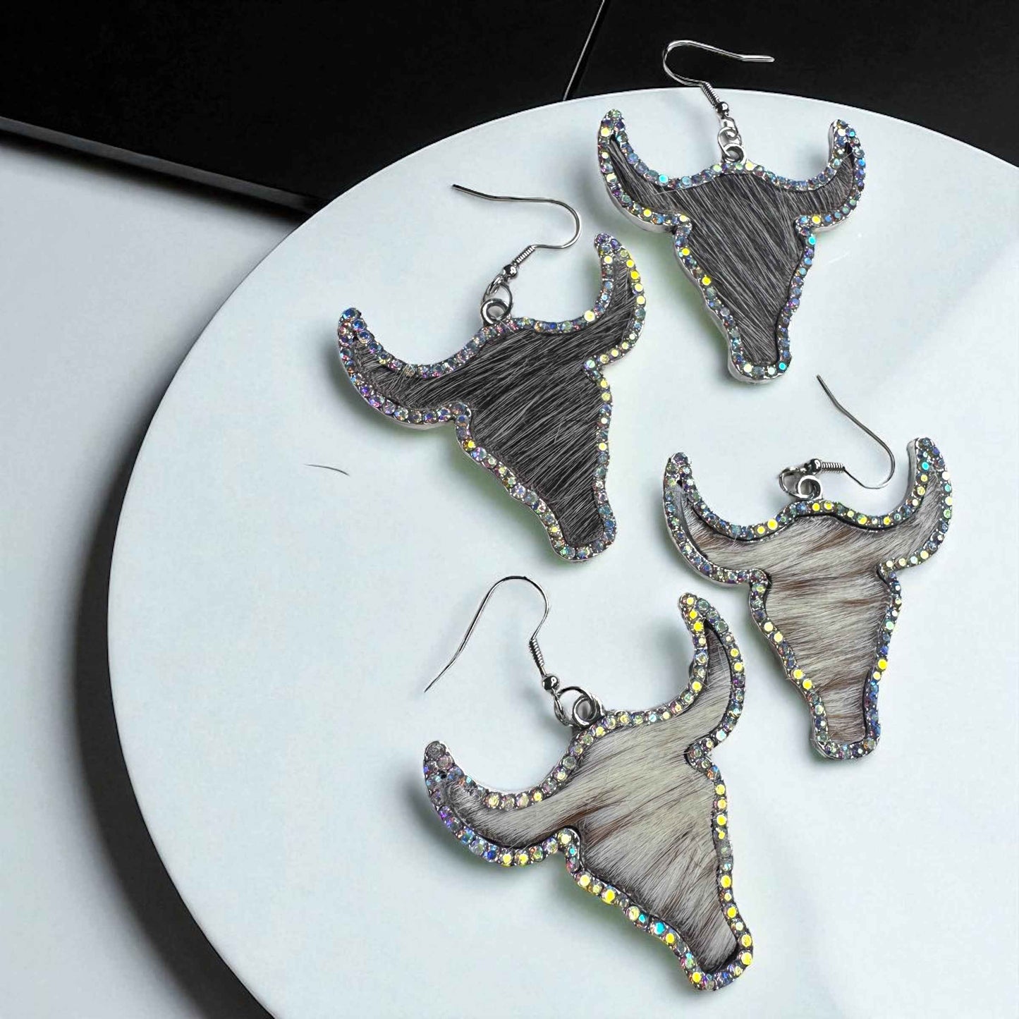 Giddy Up Glam: Rhinestone Longhorn Dangle Earrings