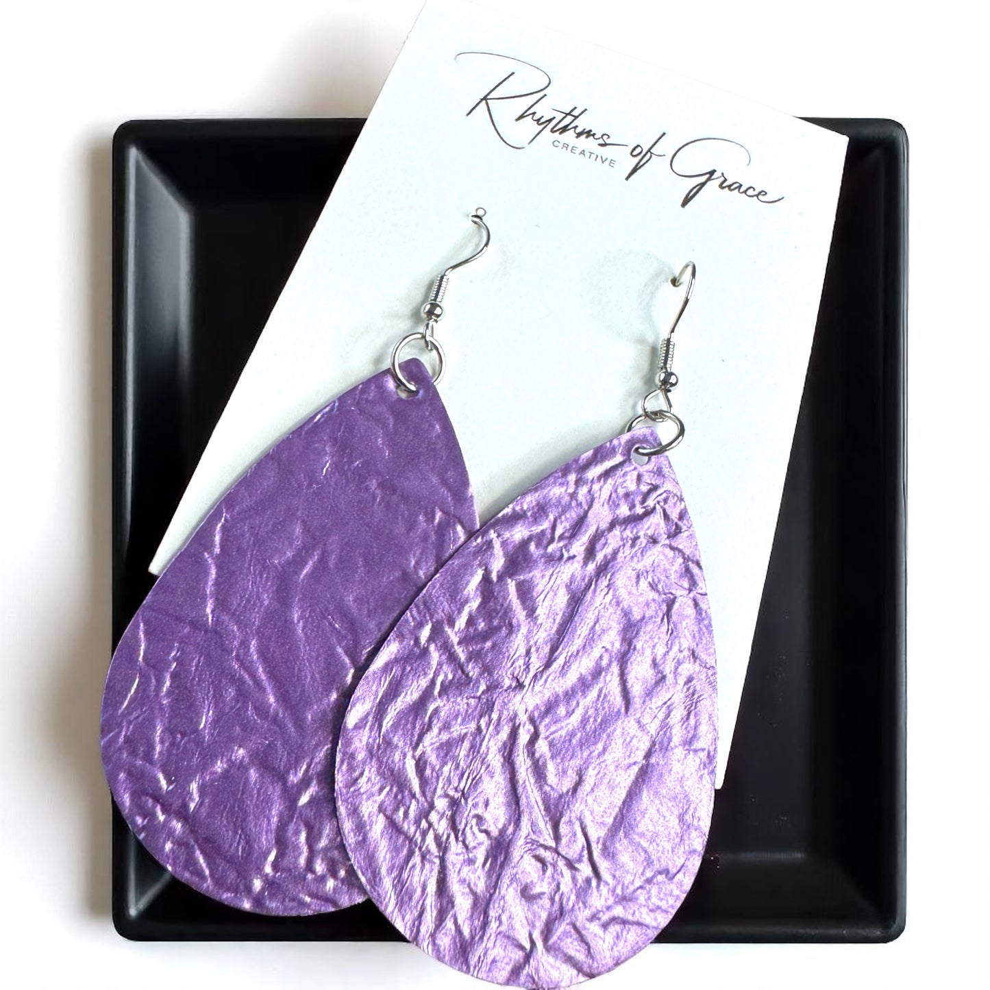 Shimmer & Shine: Metallic Purple Teardrop Earrings