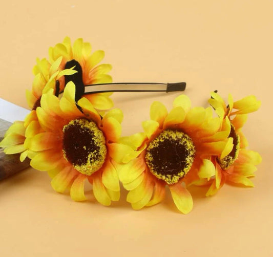 Sunflower Headband - Handmade Headpiece, Flower Headpiece, Boho Chic Style, Flower Child, Floral Headband