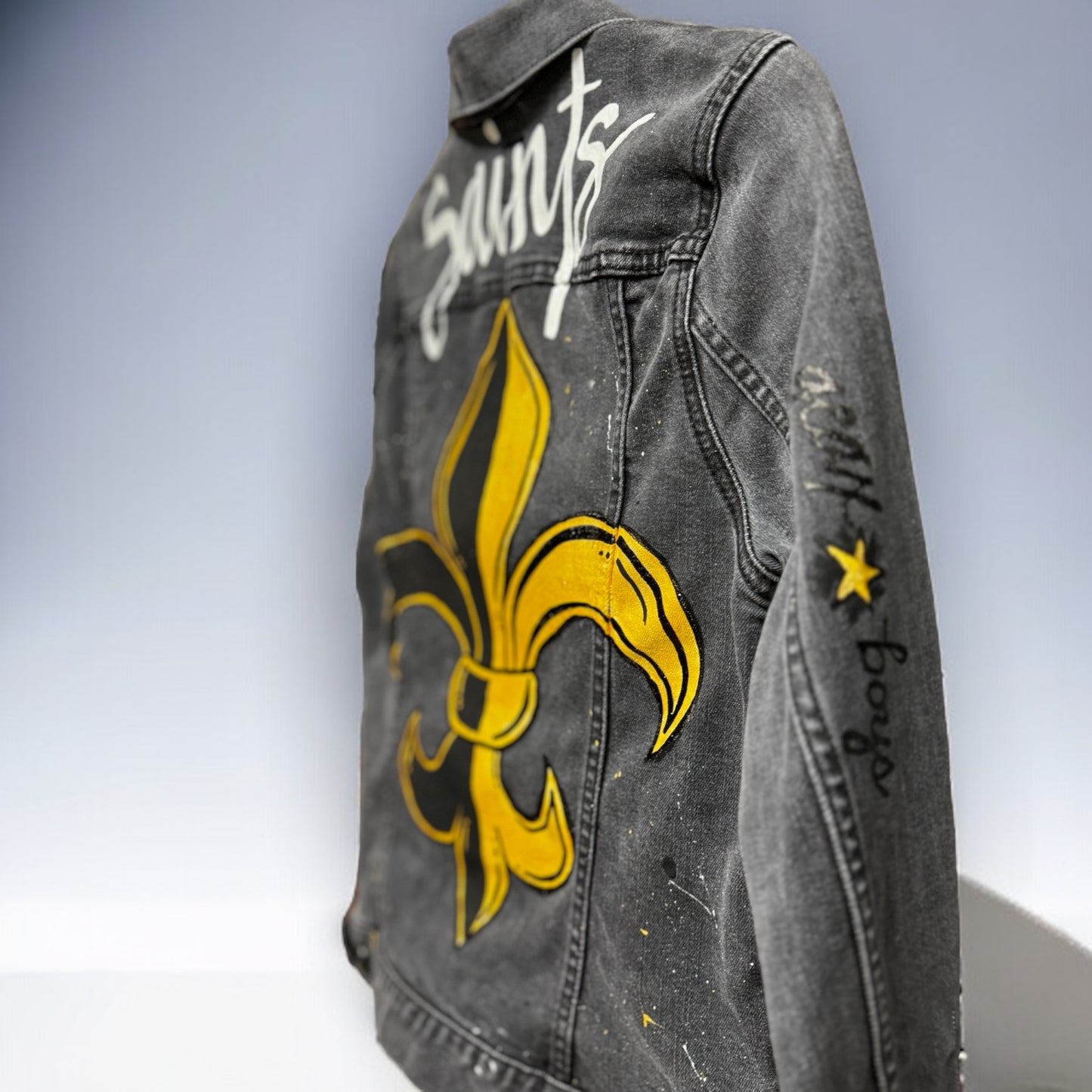 Get Ready to Stand Out! Hand-Painted "Saints" Jean Jacket - NOLA Pride! ⚜️