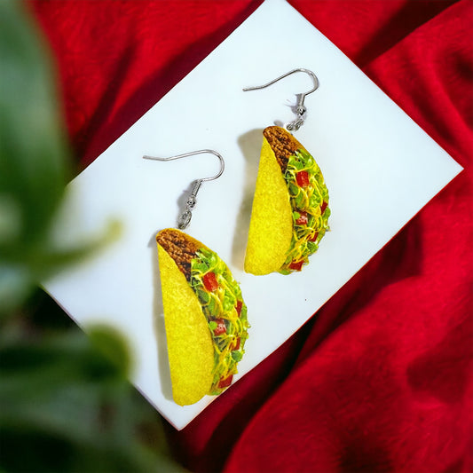 Taco Earrings - Taco Tuesday, Cinco de Mayo, Taco Jewelry, Dia de los Muertos, Mexican Food