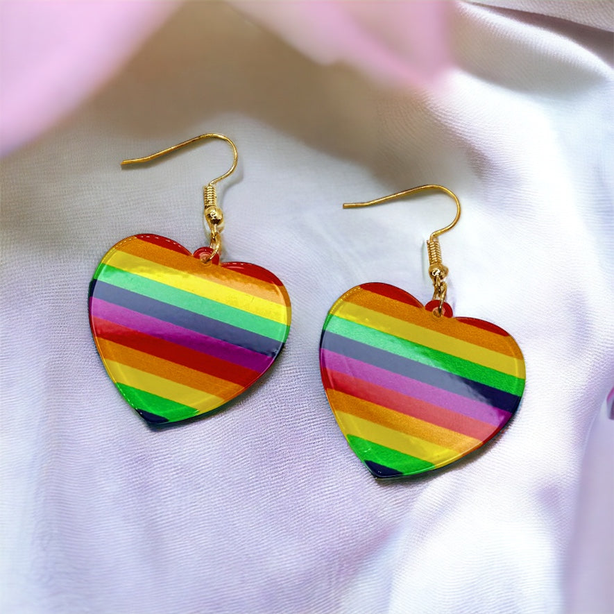 Rainbow Heart Dangle Earrings - Wear Your Pride! 🌈