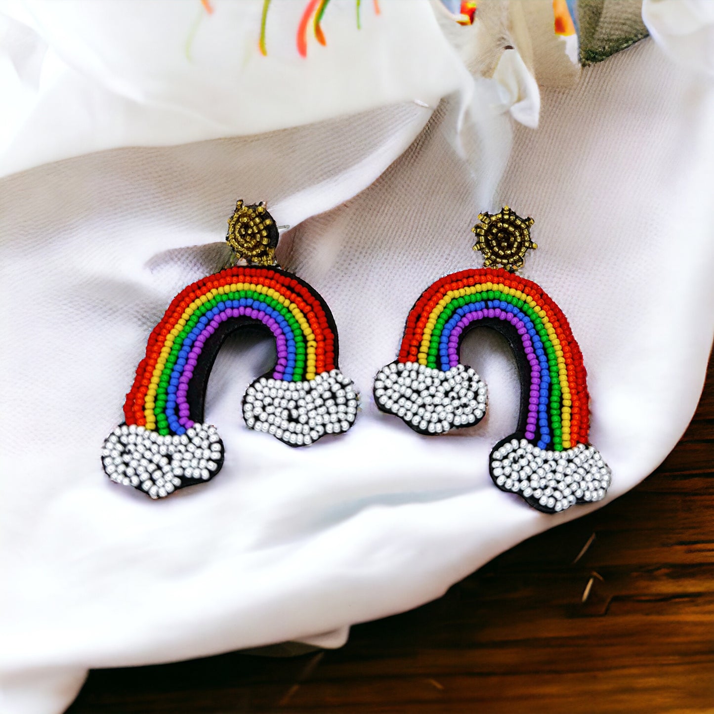 Rainbow Vibes Only – Hand-Beaded Rainbow Earrings for Joyful Style! 🌈