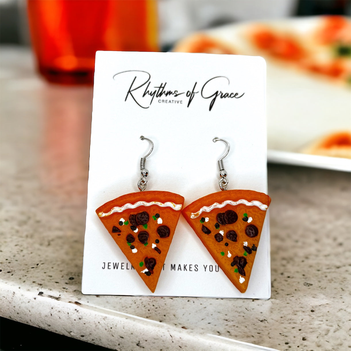 Pepperoni Pizza Slice Dangle Earrings - A Slice of Style! 🍕