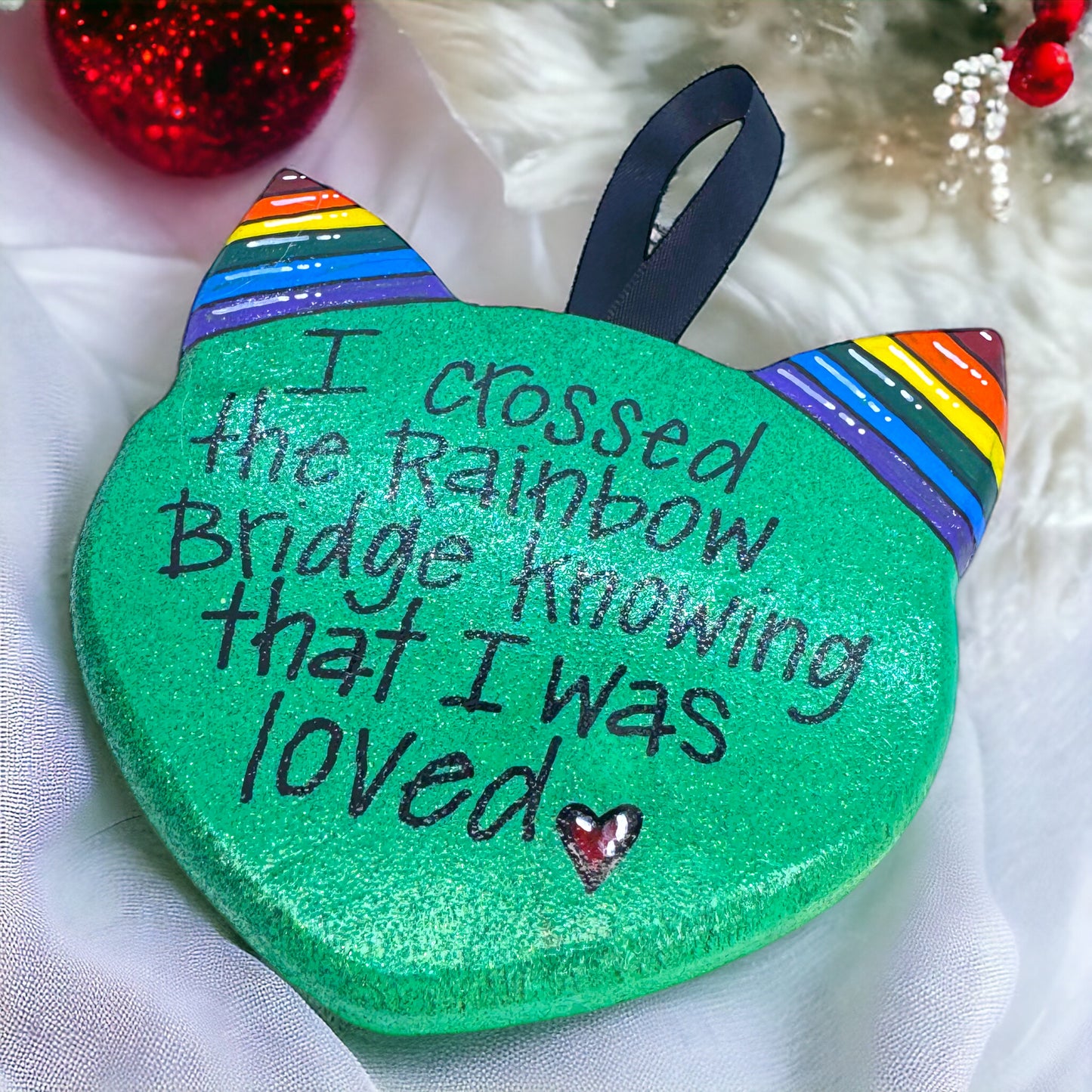 Purr-fect Tribute: Rainbow Bridge Cat Ornament