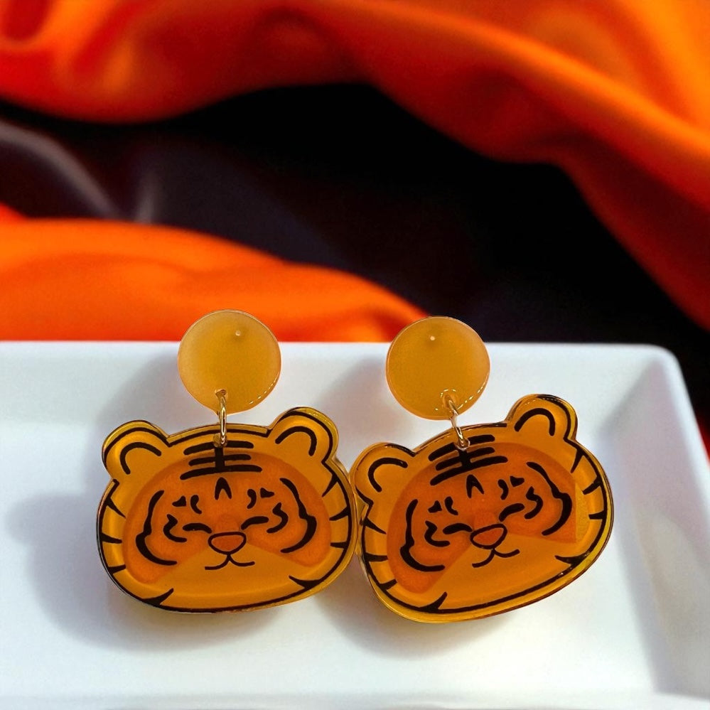 Unleash Your Inner Wildcat with Our Cartoon Tiger Earrings! ๐ฏ๐ - Rhythms of Grace Creative