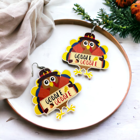 Turkey Earrings - Thanksgiving Earrings, Thanksgiving Accessories, Turkey Trot, Thanksgiving Turkey Earrings - Rhythms of Grace Creative