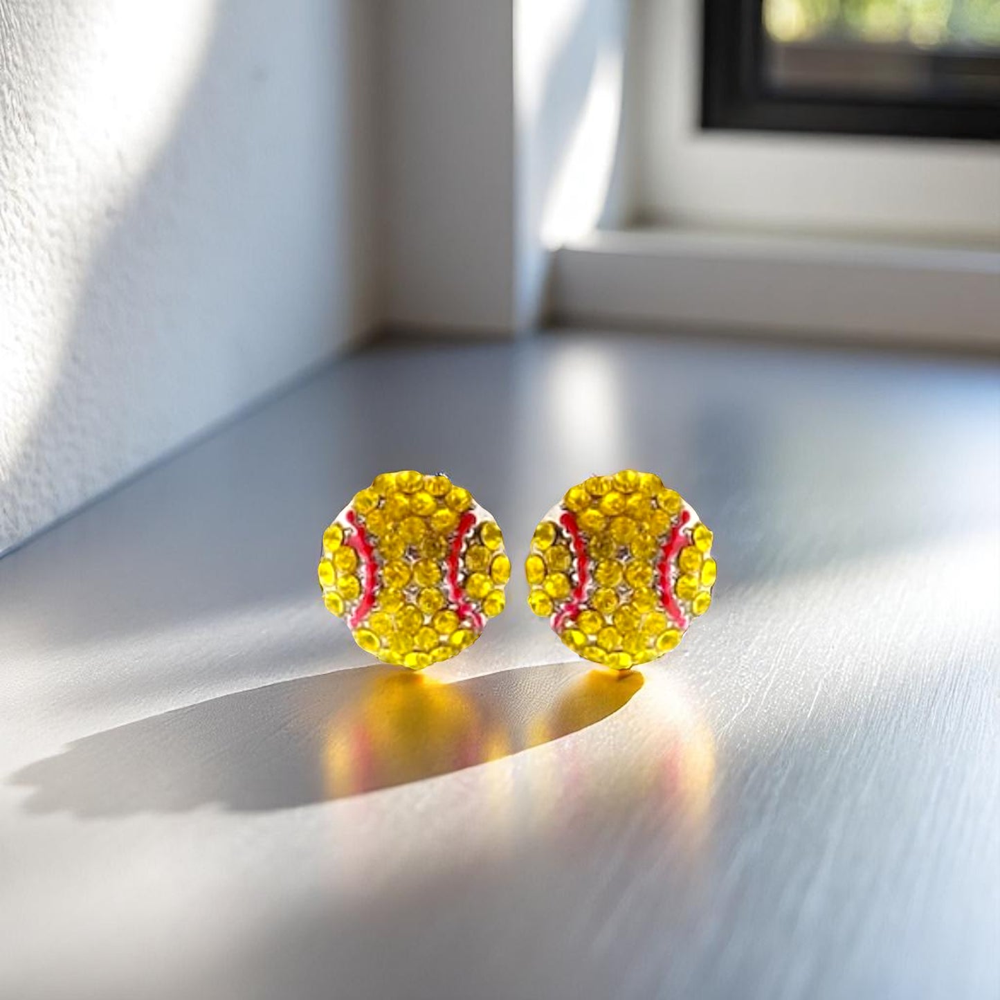 Score Big with Sparkle! Rhinestone Sports Stud Earrings