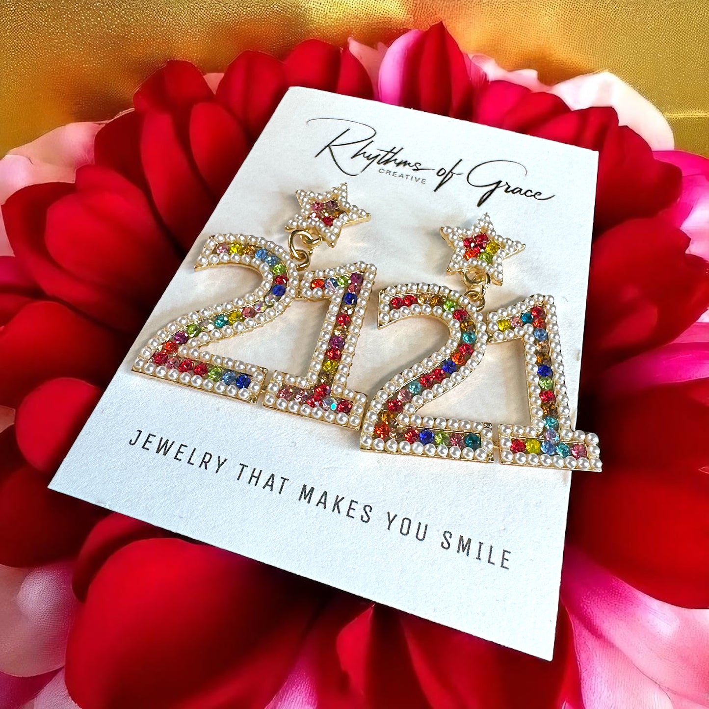 Sparkle into 21 with Our Rhinestone “21” Dangle Earrings!