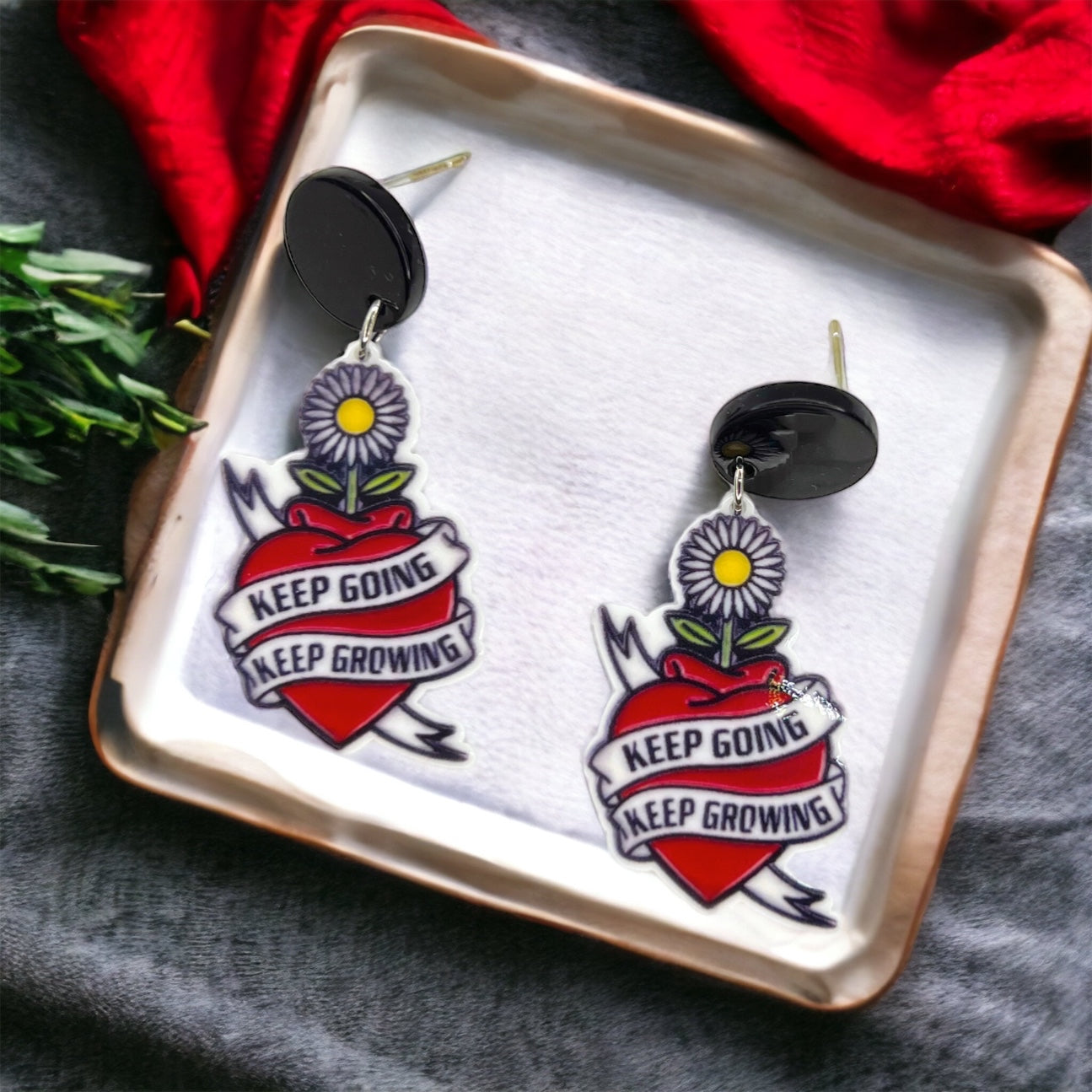 Inspirational Earrings: Keep Going, Keep Growing! 🌟 - Rhythms of Grace Creative