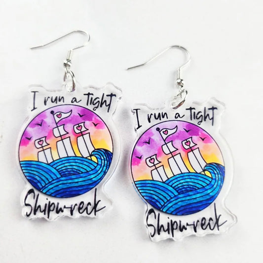 Shipwreck Earrings – “I Run a Tight Shipwreck” 🌊 - Rhythms of Grace Creative