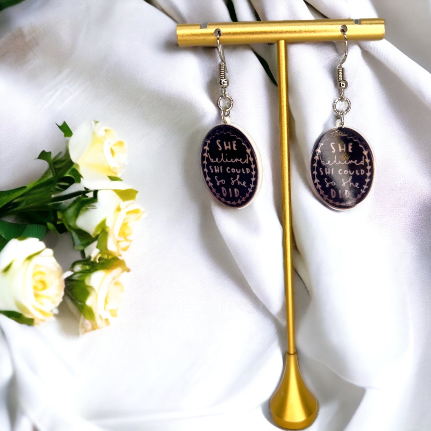 She Believed She Could Earrings - Empowerment in Every Beat! - Rhythms of Grace Creative