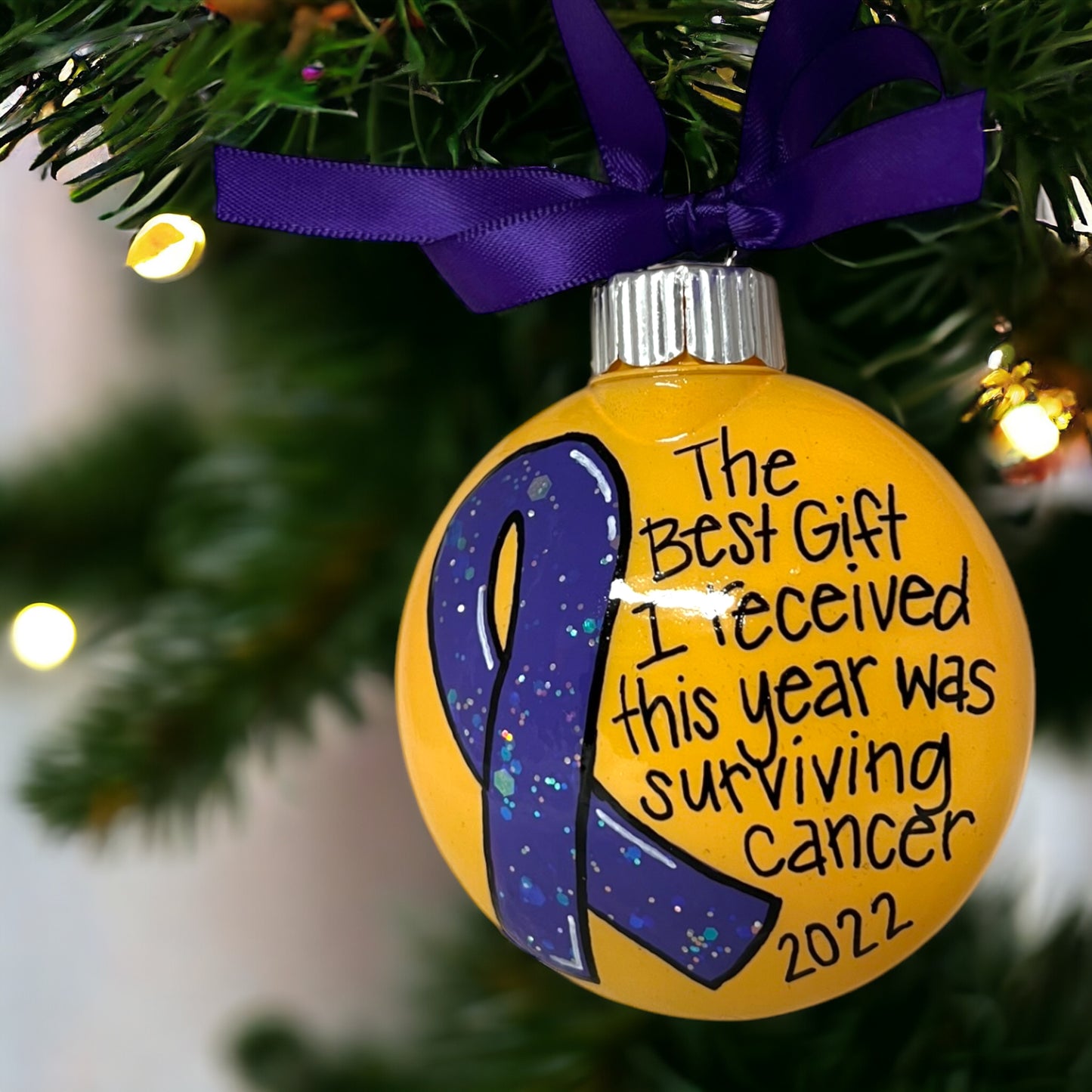 Christmas Ornament: "The Best Gift I Received This Year Was Surviving Breast Cancer"