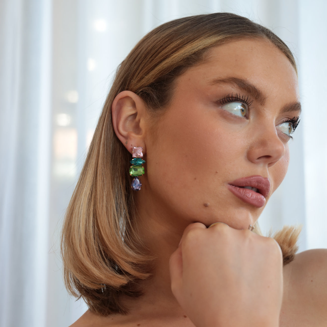 Sparkle in Style: Pastel Rhinestone Drop Earrings - Rhythms of Grace Creative
