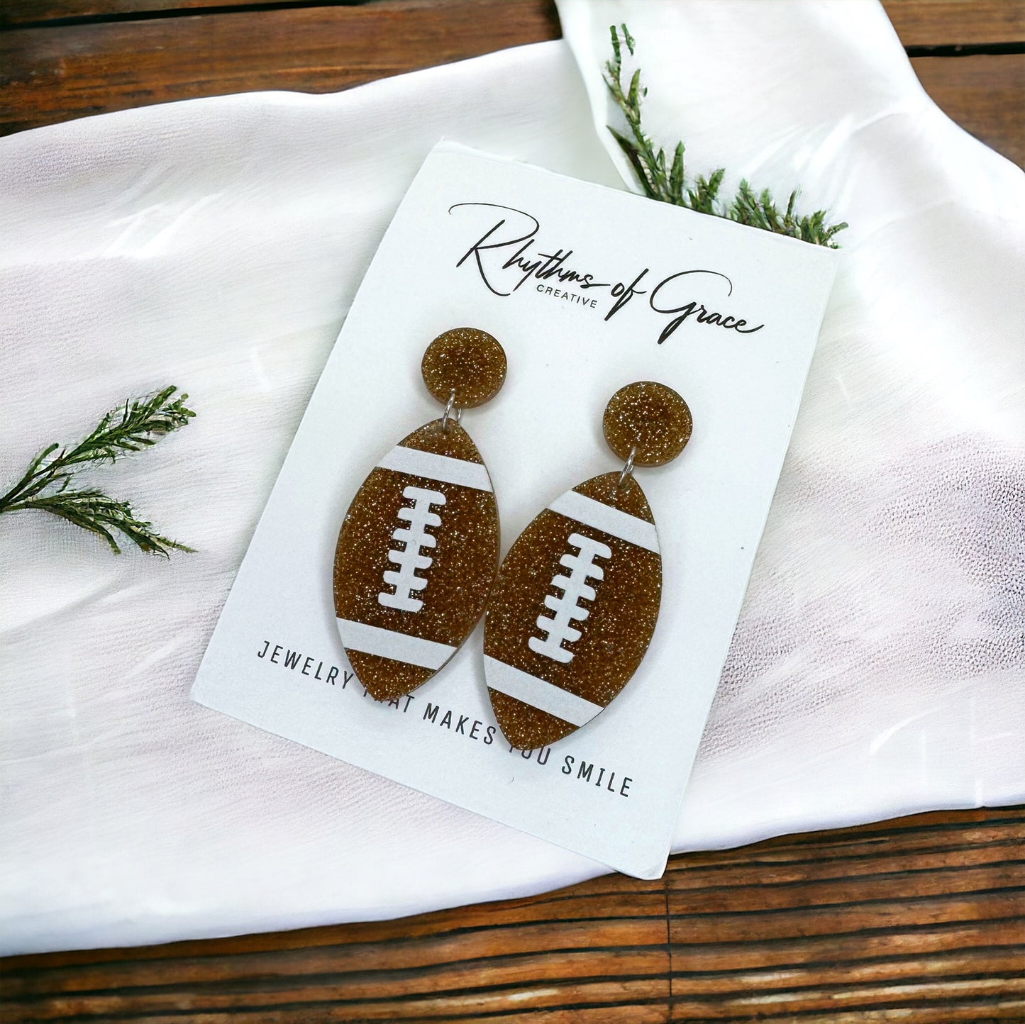 Game Day Glam: Sparkling Football Earrings! 🏈✨