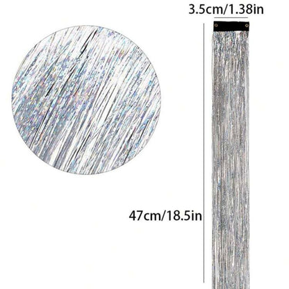 Sparkly Hair Tinsel (Set of 2) - Tinsel Headpiece, Clip In Hair Extensions