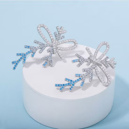 Sparkling Frozen Bow Earrings – Embrace Holiday Glamour!
