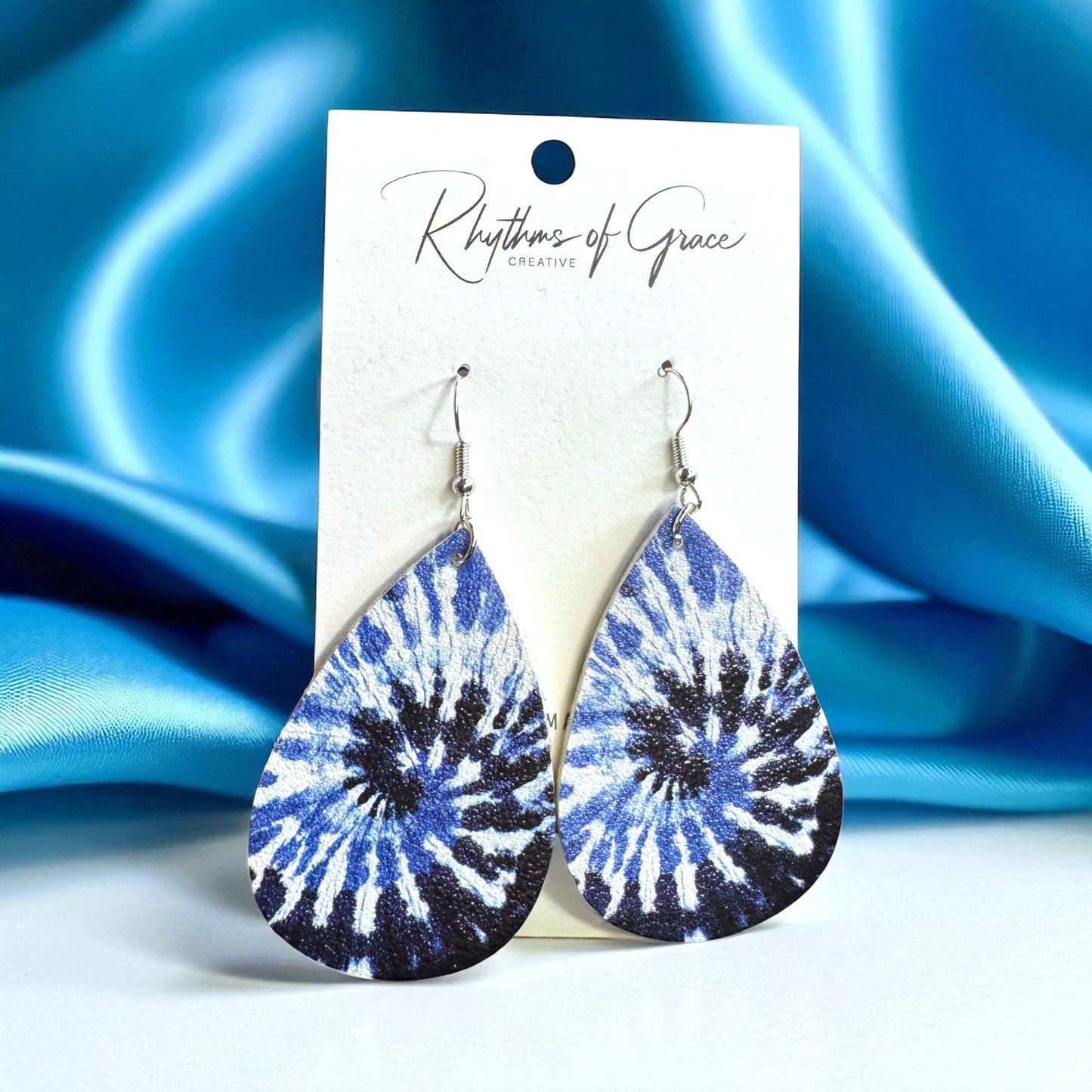 Blue Tie Dyed Teardrop Earrings – Chill Vibes Only 💙