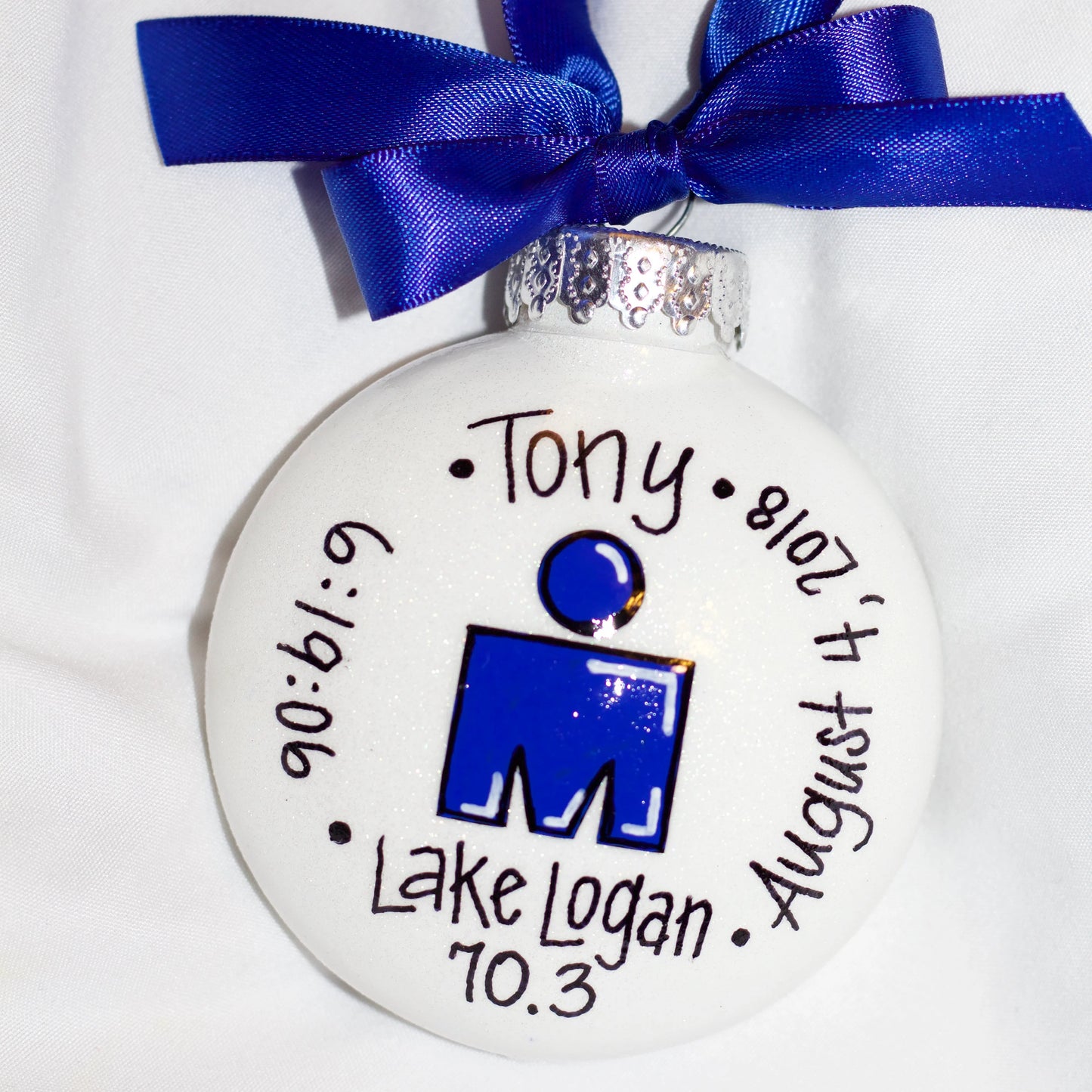 Custom Hand-Painted Triathlon Ornament - Personalized Runner Holiday Decoration