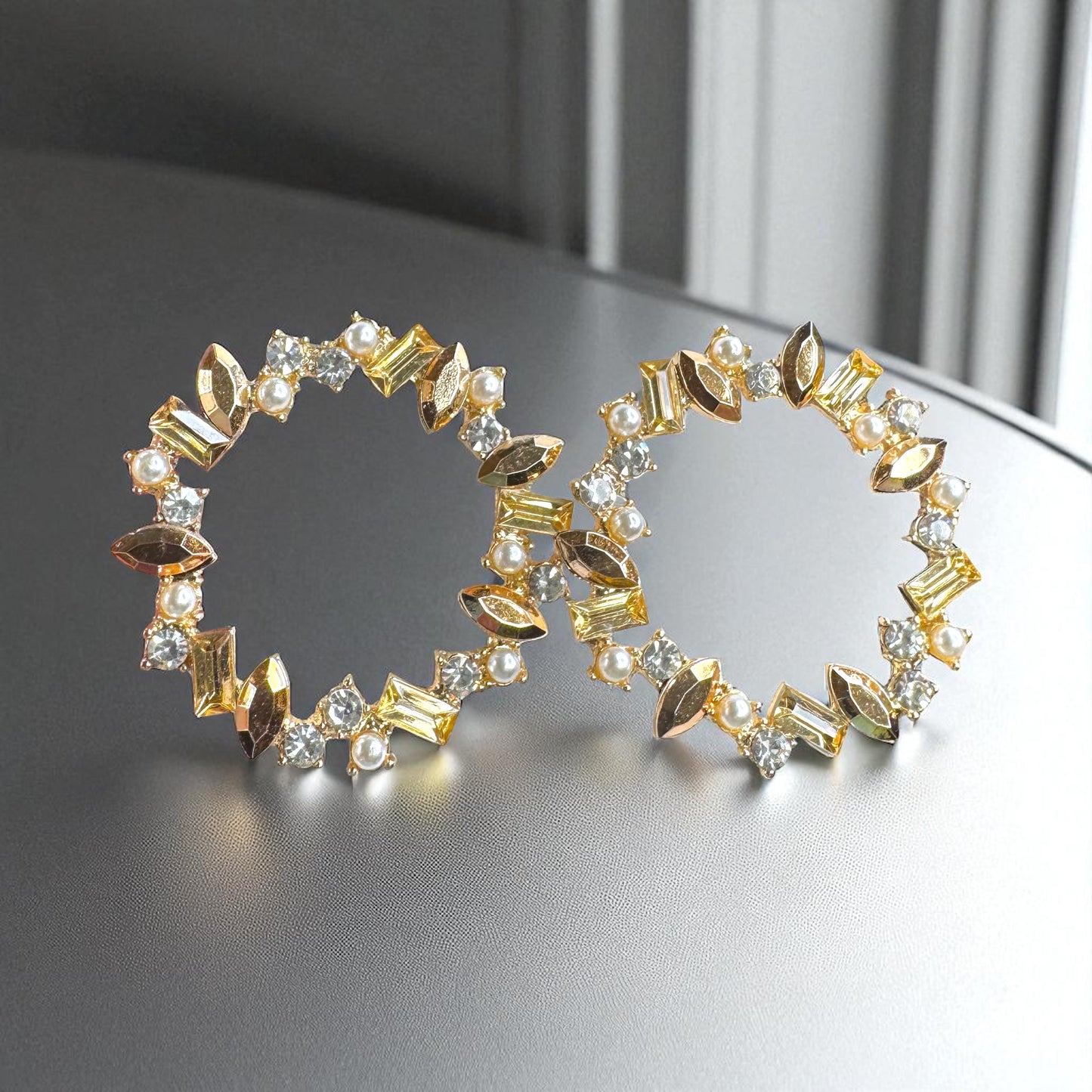 Stunning Champagne Colored Rhinestone Earrings
