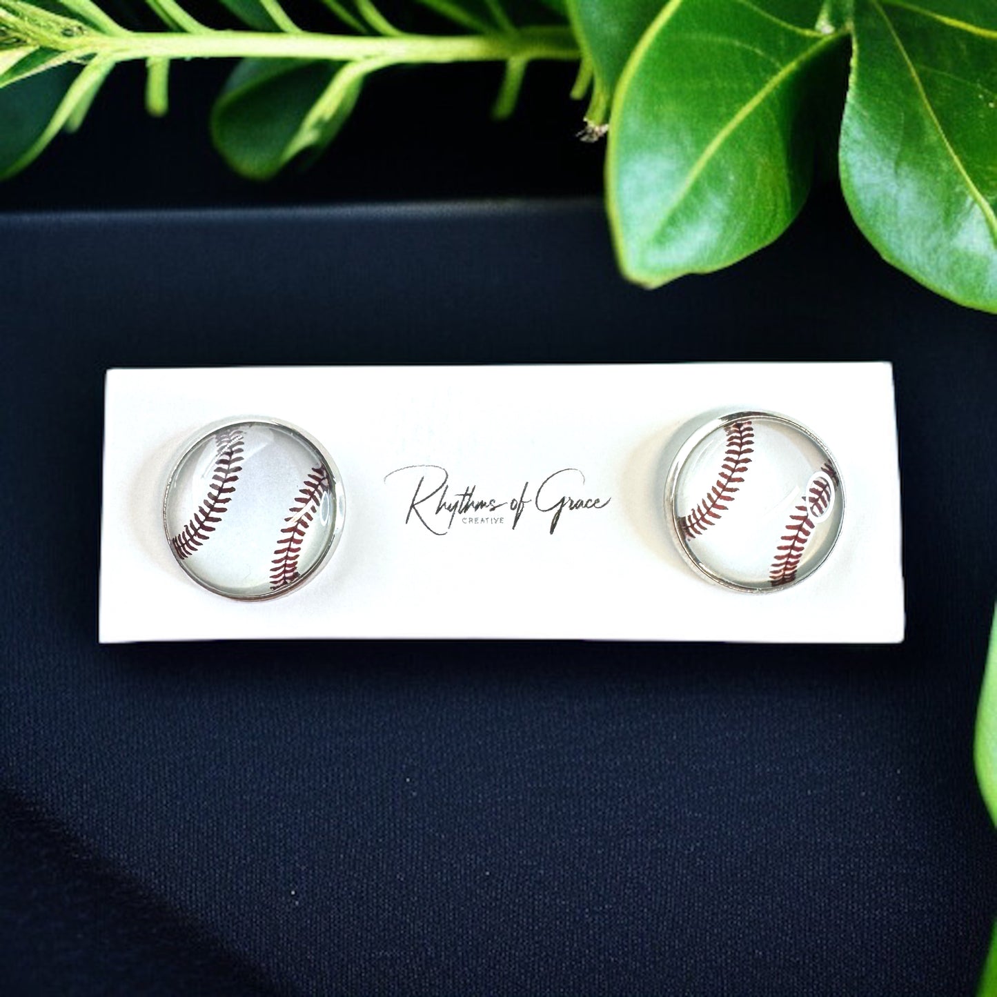 Hit a Style Home Run with Baseball Cabochon Stud Earrings! ⚾️