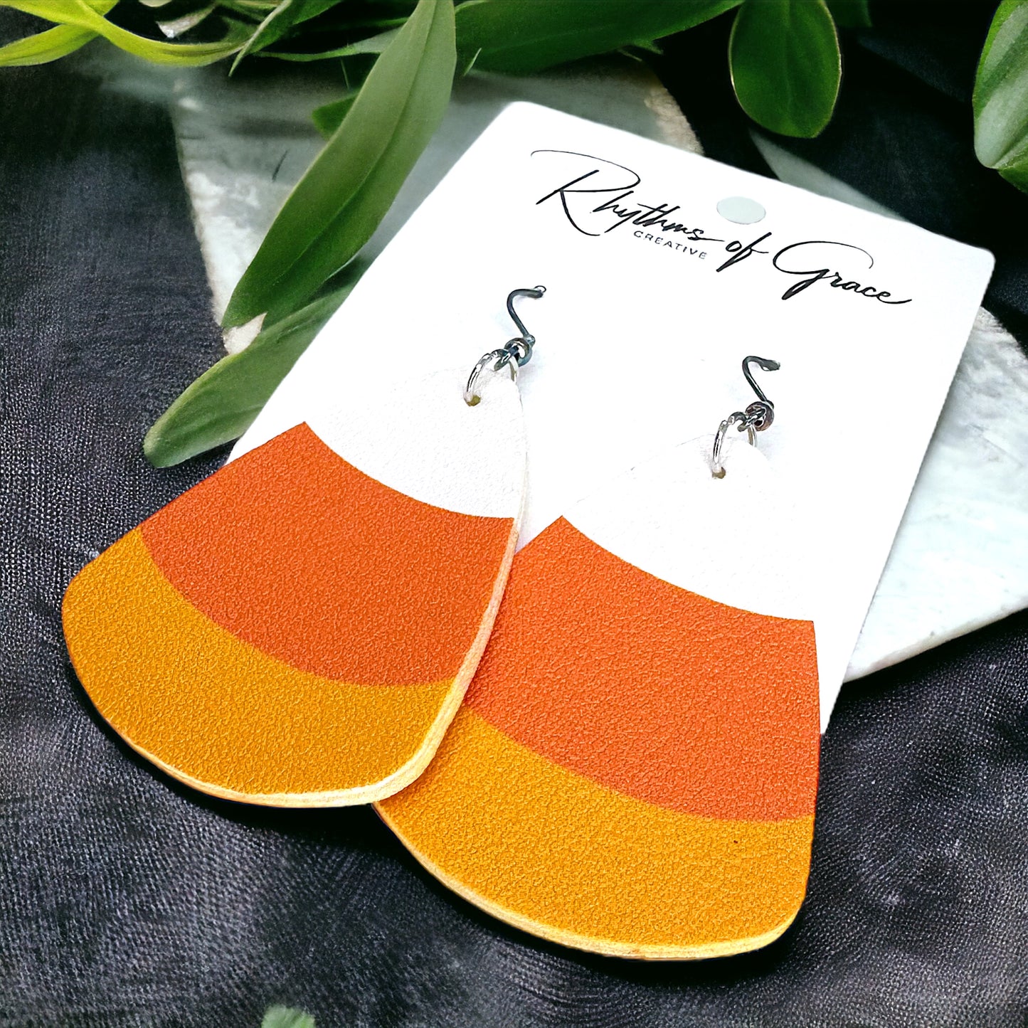 Candy Corn Cuties – Handmade Halloween Earrings