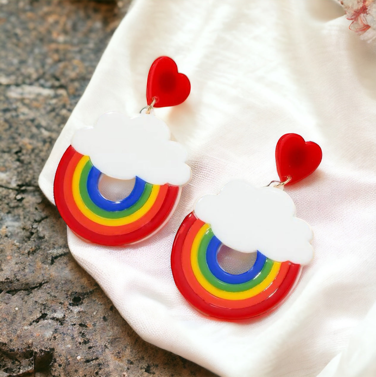 Whimsical Rainbow Cloud Earrings - Shine with PRIDE!