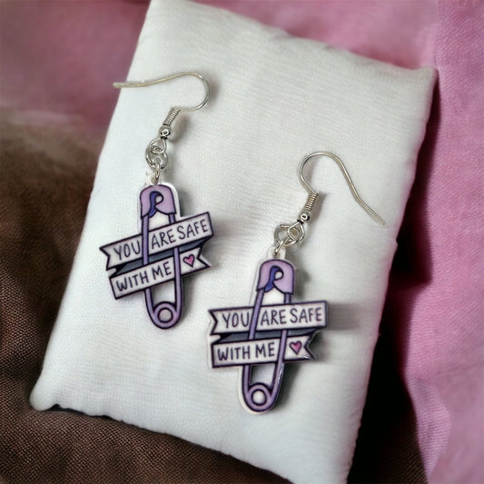 Safety Pin Earrings - Safe Space Earrings, PRIDE Ally, Kindness Earrings, Safety Pin Accessories