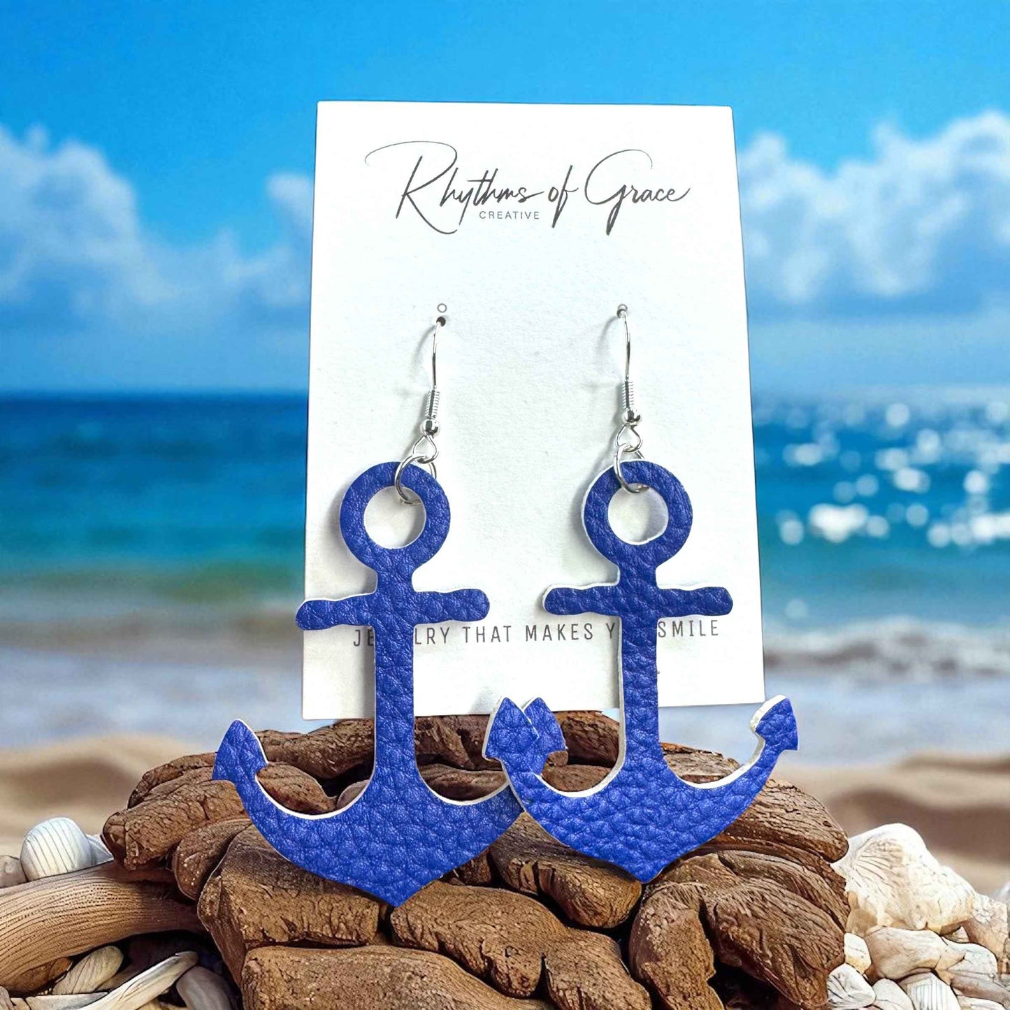 Blue Anchor Earrings – Nautical Vibes, Handmade Style! ⚓