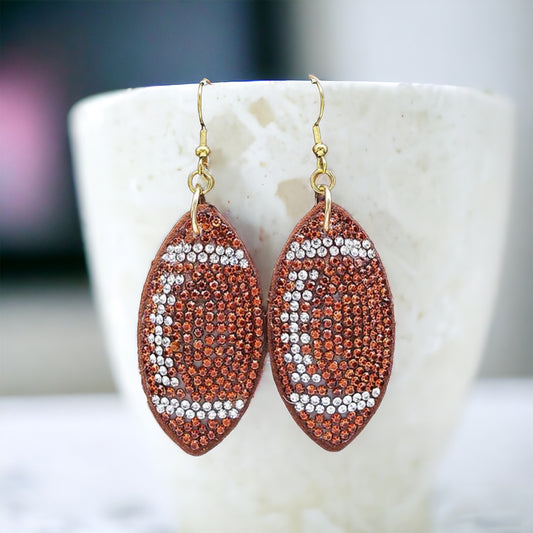 Touchdown Bling: Sparkly Rhinestone Football Earrings for Game Day Glam! 🏈✨