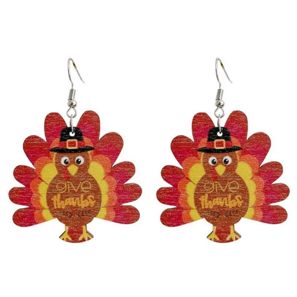 Turkey Earrings - Thanksgiving Earrings, Thanksgiving Accessories, Turkey Trot, Thanksgiving Turkey Earrings - Rhythms of Grace Creative