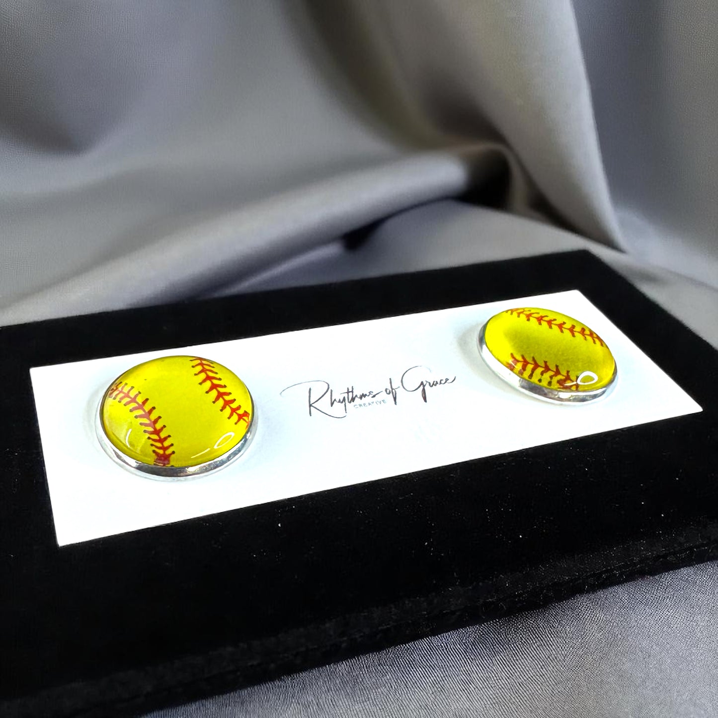 Hit a Style Home Run with Softball Cabochon Stud Earrings! 🥎