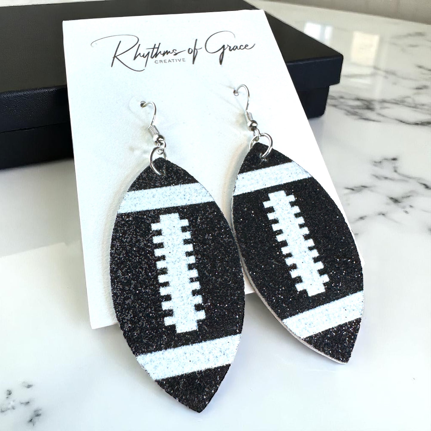 Score Big with Sparkle! Glitter Football Dangle Earrings 🏈
